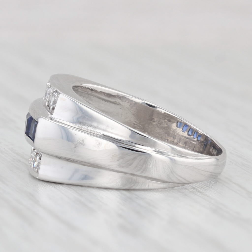 0.80ctw Lab Created Sapphire Diamond Ring Wedding Band 14k White Gold Size 6.75