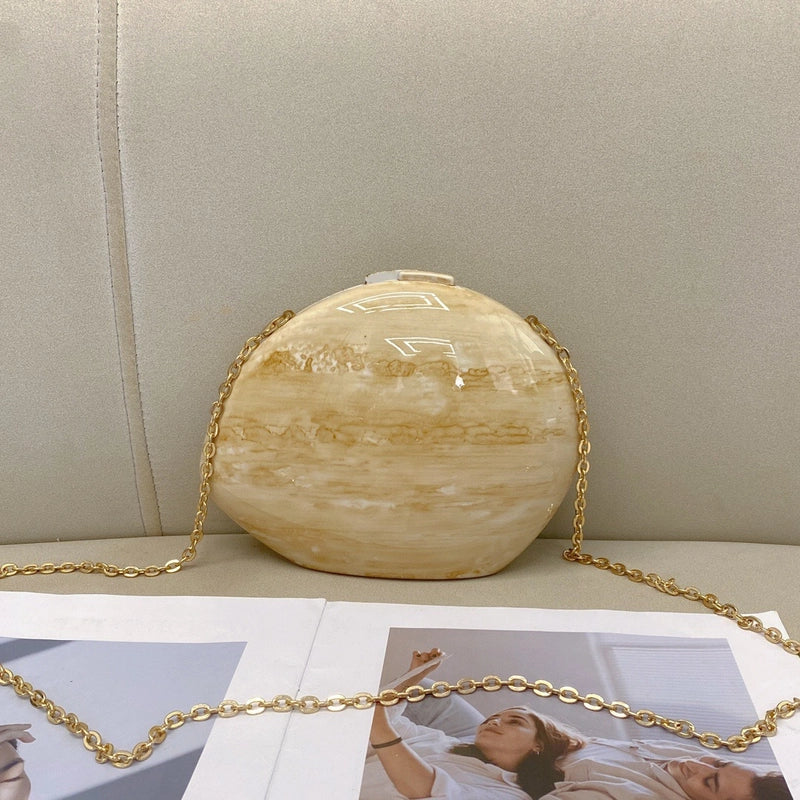 Pink Peach Color Rose Red Arylic Marble Shell Evening Bags