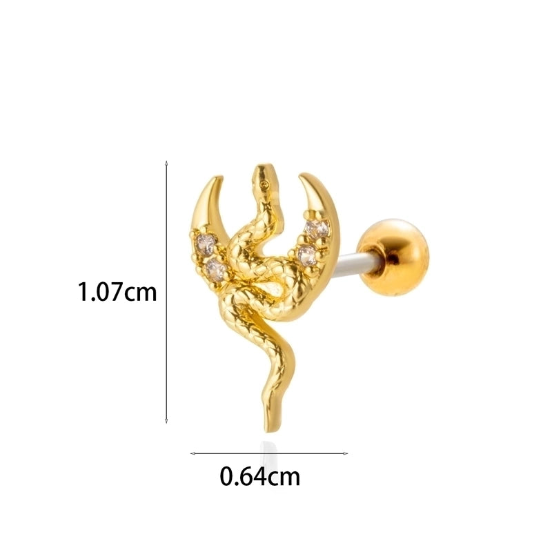 1 Piece Ear Cartilage Rings & Studs Minimalist Classic Style Star Moon Butterfly 316L Stainless Steel  Copper Plating Inlay Zircon