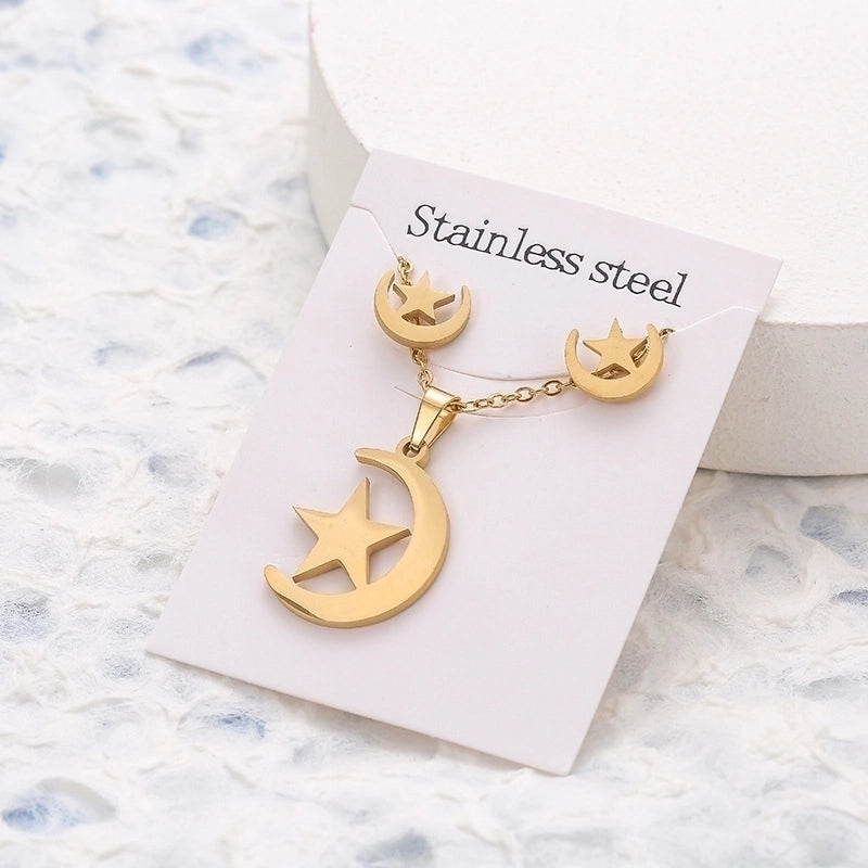5 Pieces 2 Pieces Minimalist Star Cat Butterfly Stainless Steel Women's Jewelry Set