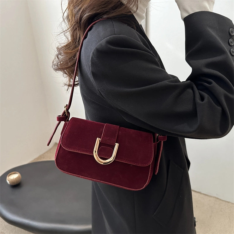 Women's Medium Special Solid Color Streetwear Sewing Thread Square Flip Cover Crossbody Bag