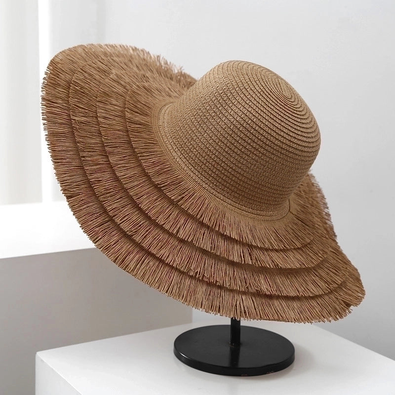 Women's Minimalist Classic Style Solid Color Big Eaves Straw Hat