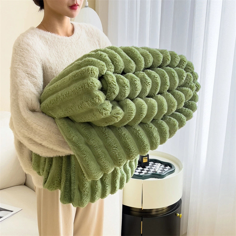 Rabbit Plush Blanket Multifunctional Nap Blanket Faleirong Summer Air-conditioning Quilt Small Blanket Sofa Cover Blanket Car Blanket