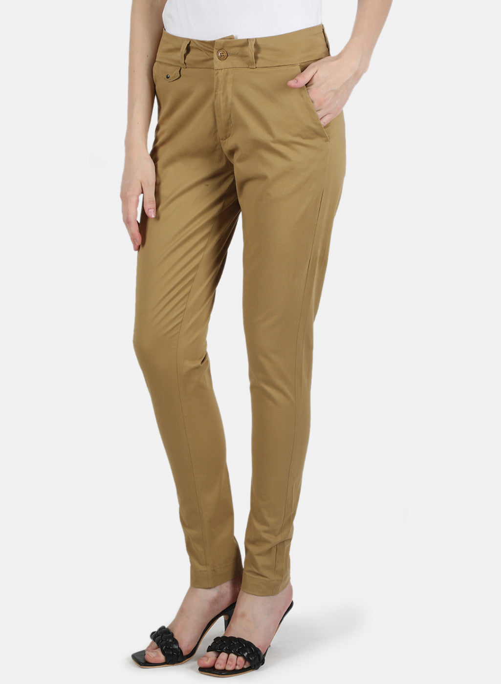 Women Khaki Slim Fit Trouser