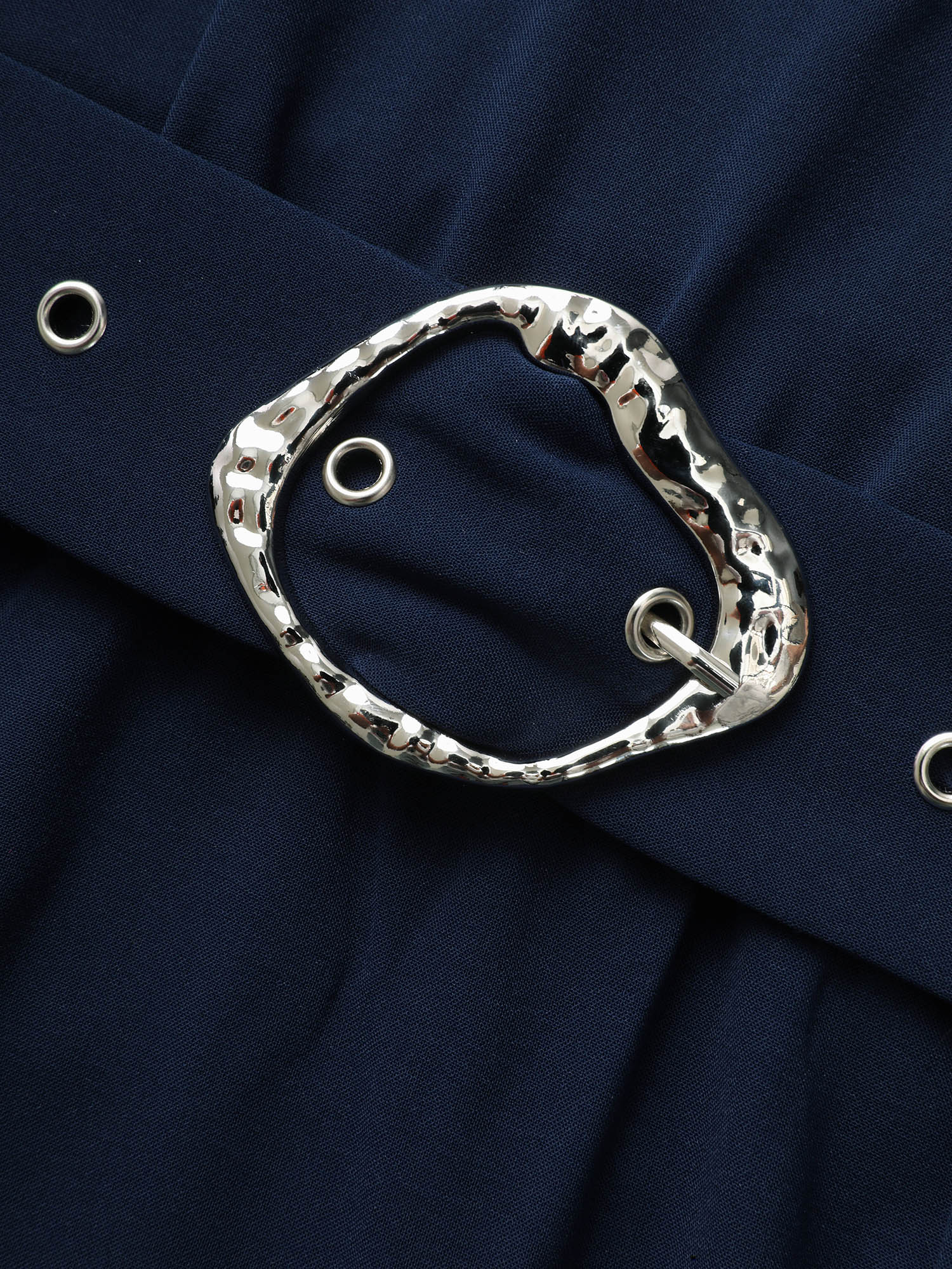 Notched Collar Belted Tank Dress