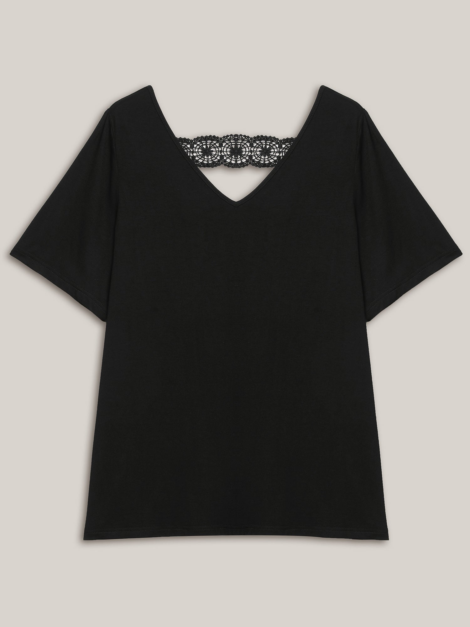 Back Lace Cut-Out V-Neck T-Shirt