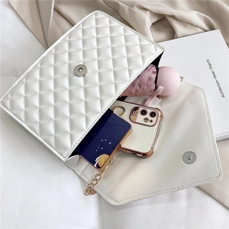 Women's Small Pu Leather Solid Color Streetwear Square Flip Cover Crossbody Bag