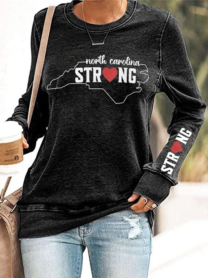 Women's North Carolina Strong Print Long Sleeve Sweatshirt