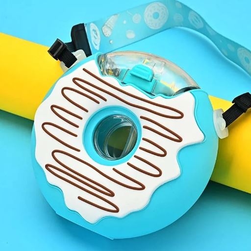 CREATIVE DONUT WATER BOTTLE WITH STRAW CARTOON CUTE DOUGHNUT KETTLE