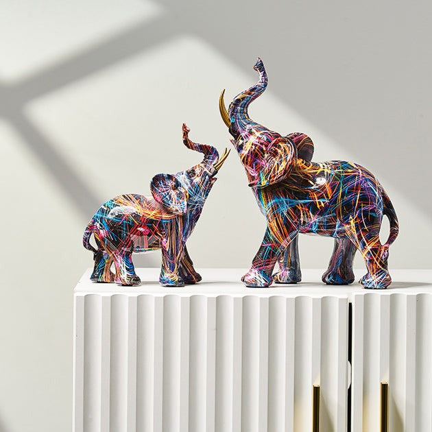 Elephant Nordic Painted Statue