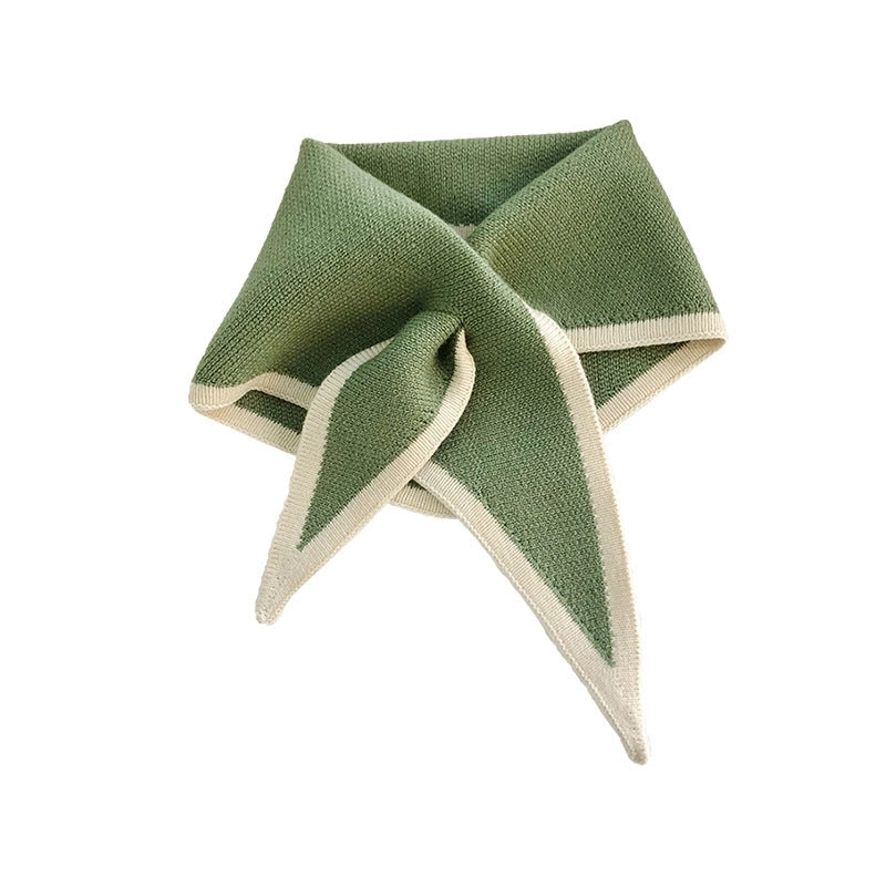 New Simple Lazy Cross Perforated Small Scarf Women's Autumn And Winter Outer Wear Fashion Triangle Scarf Warm Scarf Small Scarf