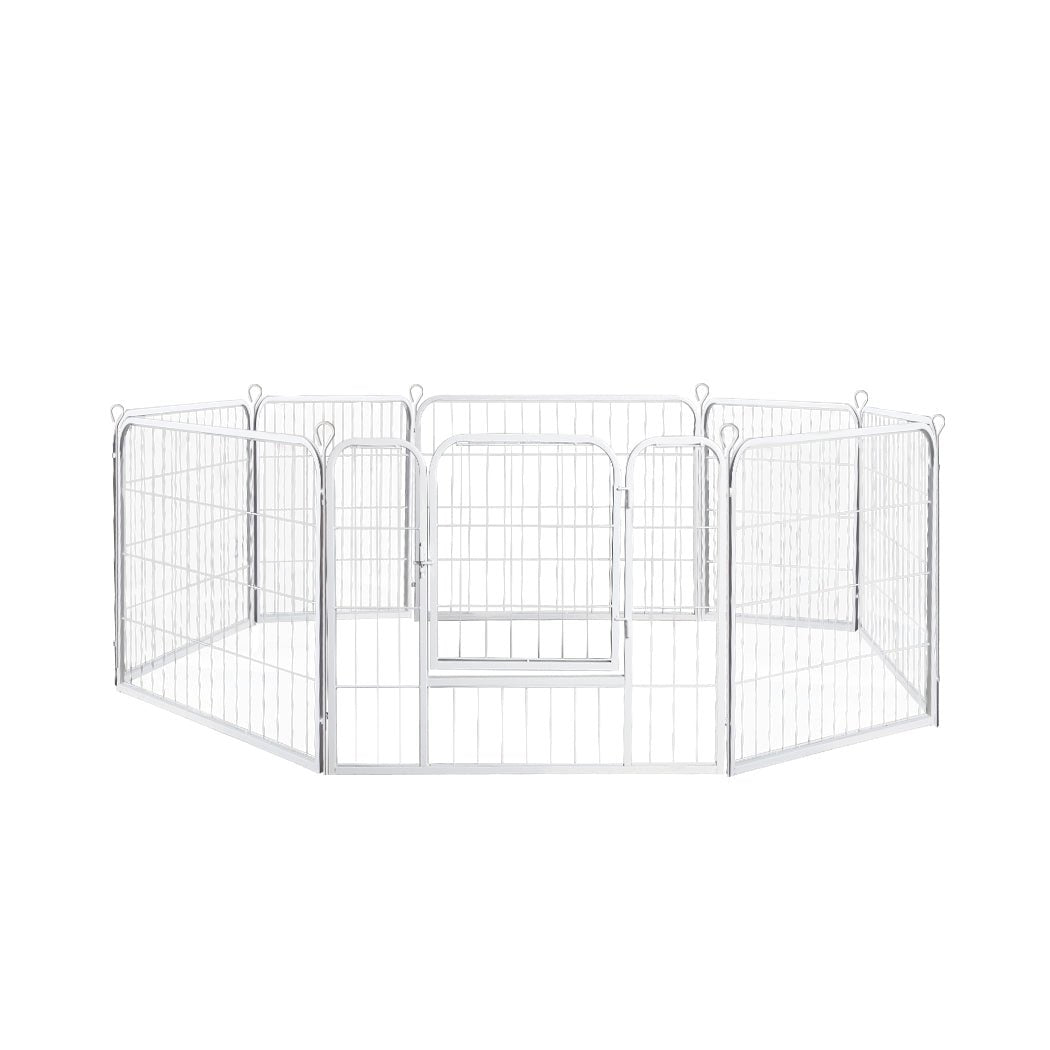 8 Panel 24'' Puppy Exercise Playpen Enclosure - White