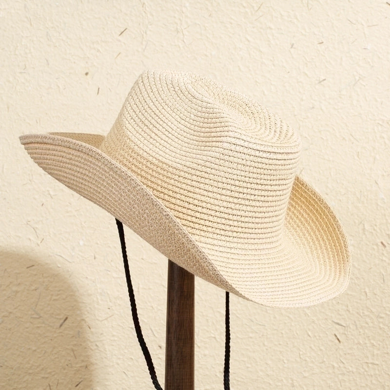 Unisex Casual Solid Color Wide Eaves Straw Hat