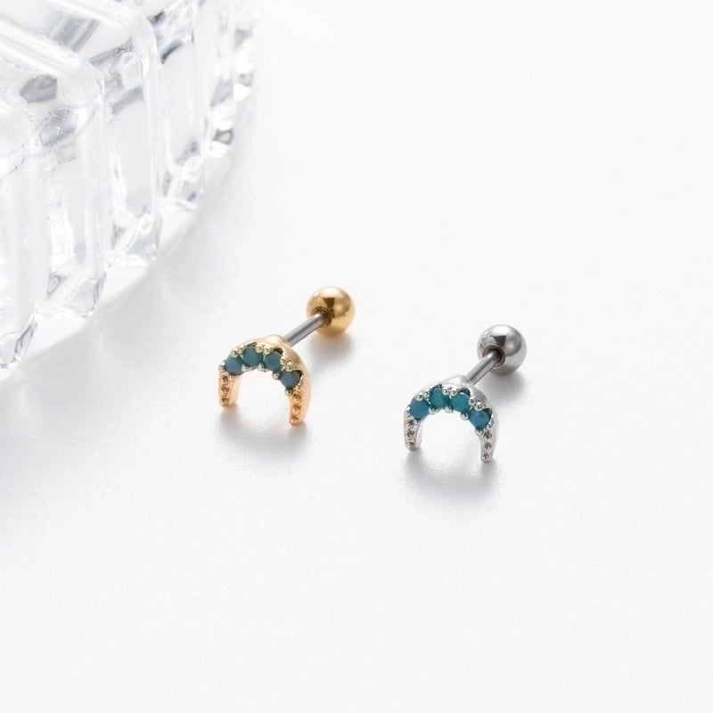 1 Piece Ear Cartilage Rings & Studs Retro Sweet Moon Crown Butterfly Copper Inlay Zircon
