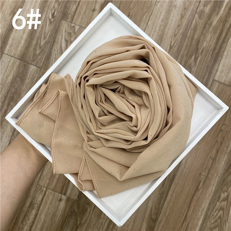 Solid Color Sprinkling Gold Pearl Chiffon Chiffon Fashion Sprinkling Gold Scarf Women's Toe Chiffon Glitter Scarf