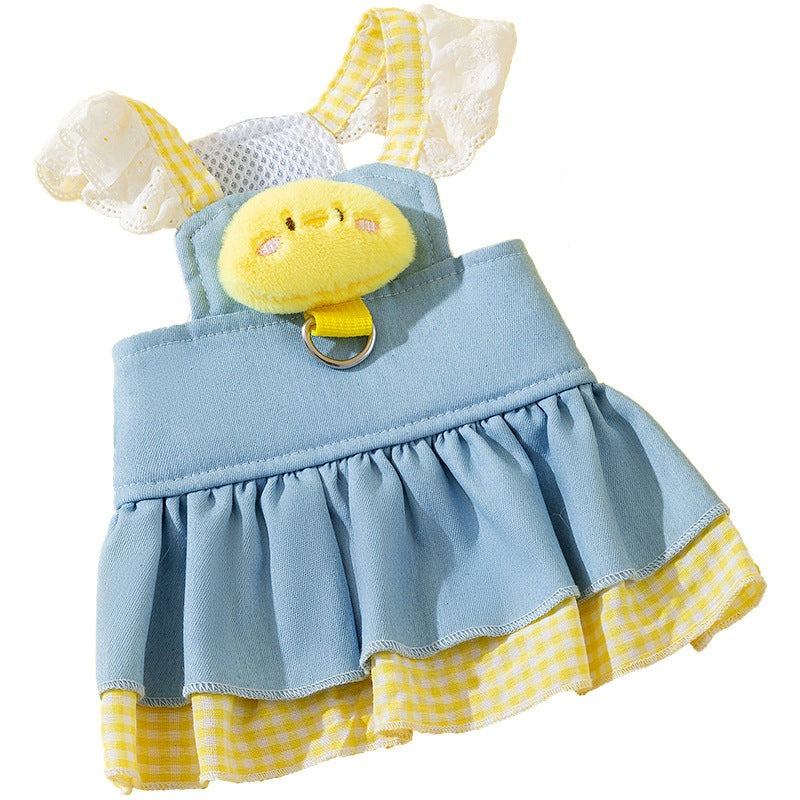 Cute Animal Decor Denim Dog Harness Dress