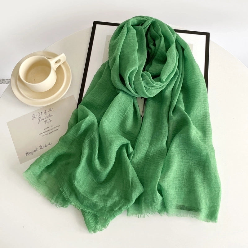 Women's Minimalist Solid Color Imitation Cotton And Linen Silk Scarf