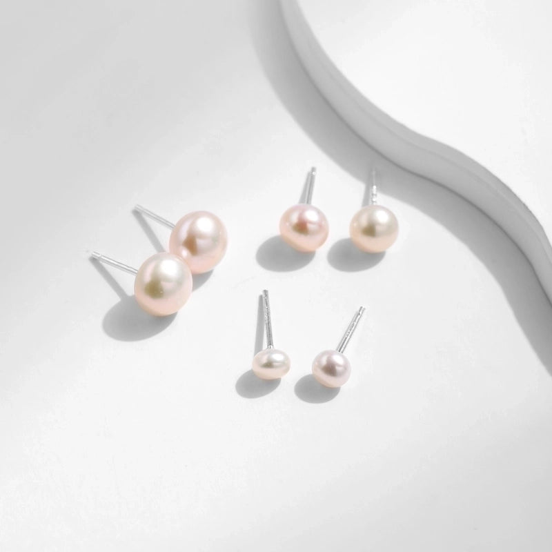 1 Pair IG Style Elegant Sweet Oval Plating 925 Sterling Silver Freshwater Pearl Ear Studs
