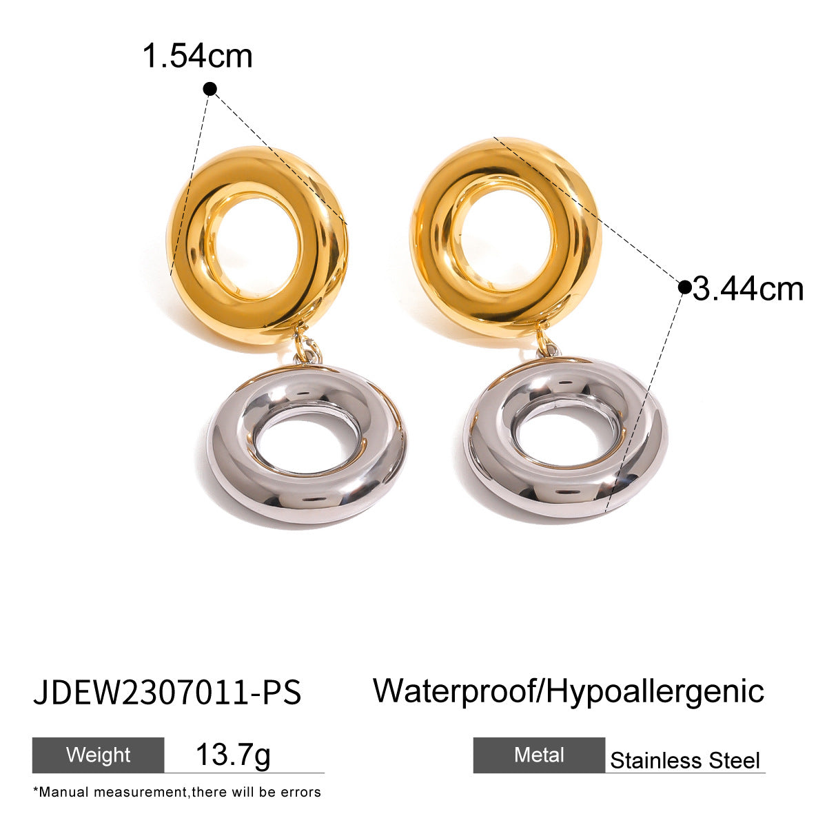 Stainless Steel Color Matching Circle Earrings Niche Ins Earrings Titanium Steel Earrings