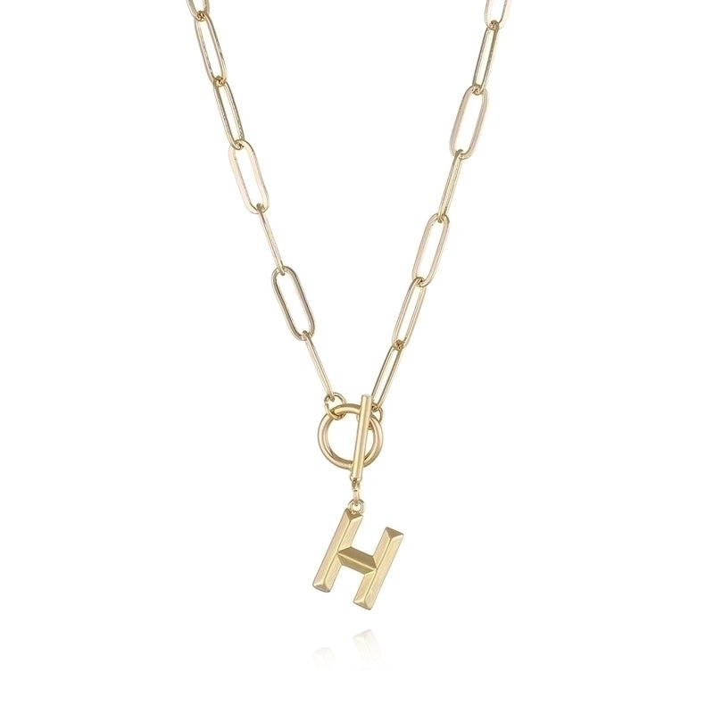 Copper 14K Gold Plated Fashion Plating Letter Pendant Necklace