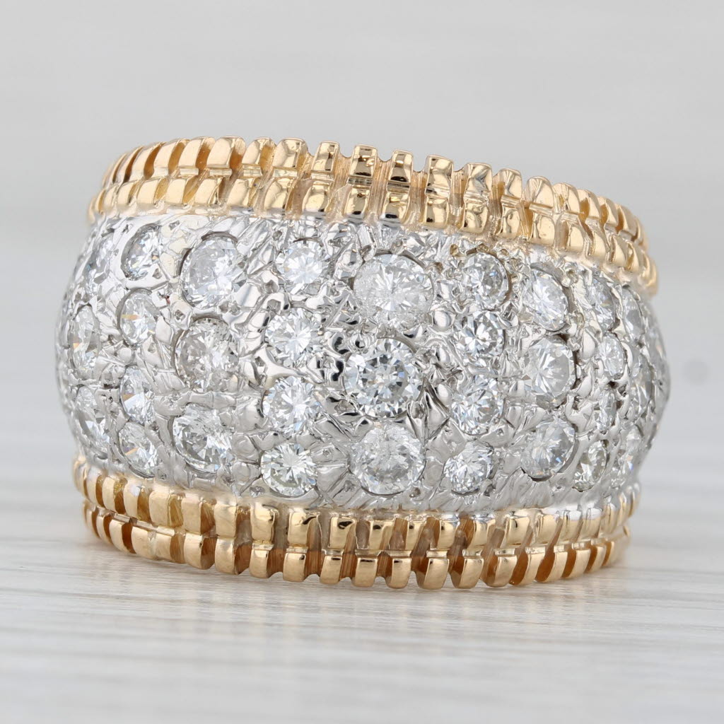 2.50ctw Pave Diamond Ring 14k White Yellow Gold Size 8.5 Cocktail