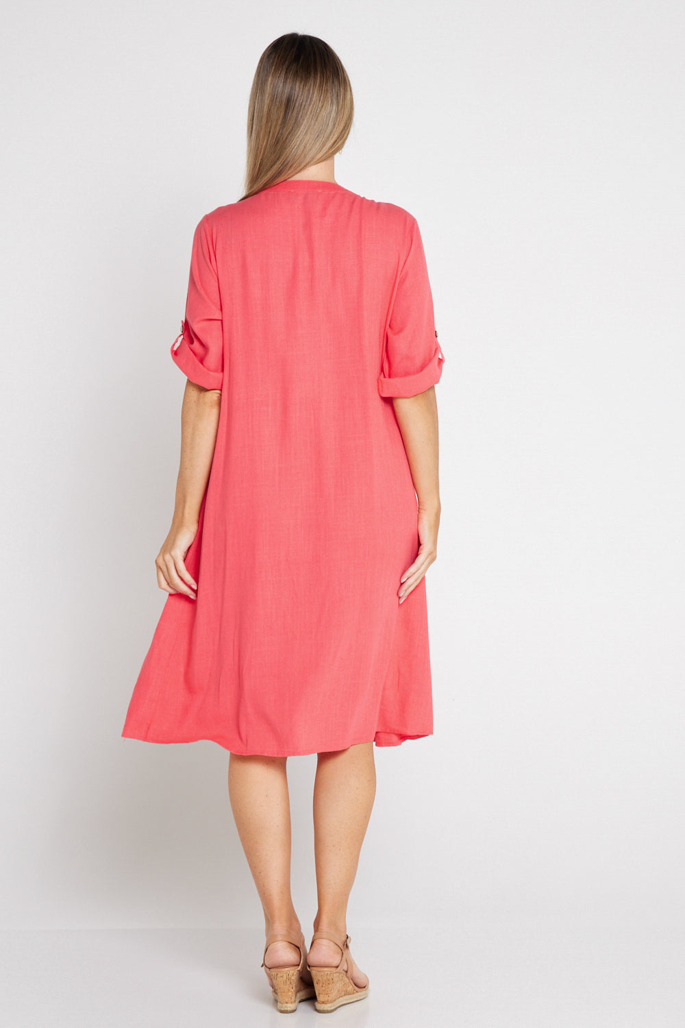 Melina Cotton & Linen Dress - Melon