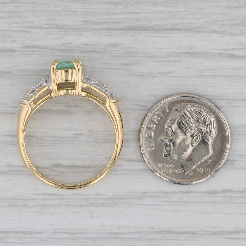 1.09ctw Green Tourmaline Diamond Ring 18k Yellow Gold Size 7