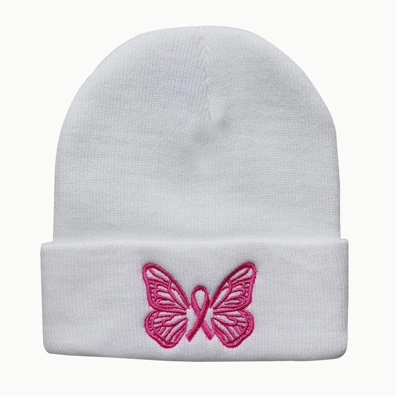 Women's Minimalist Butterfly Embroidery Crimping Wool Cap