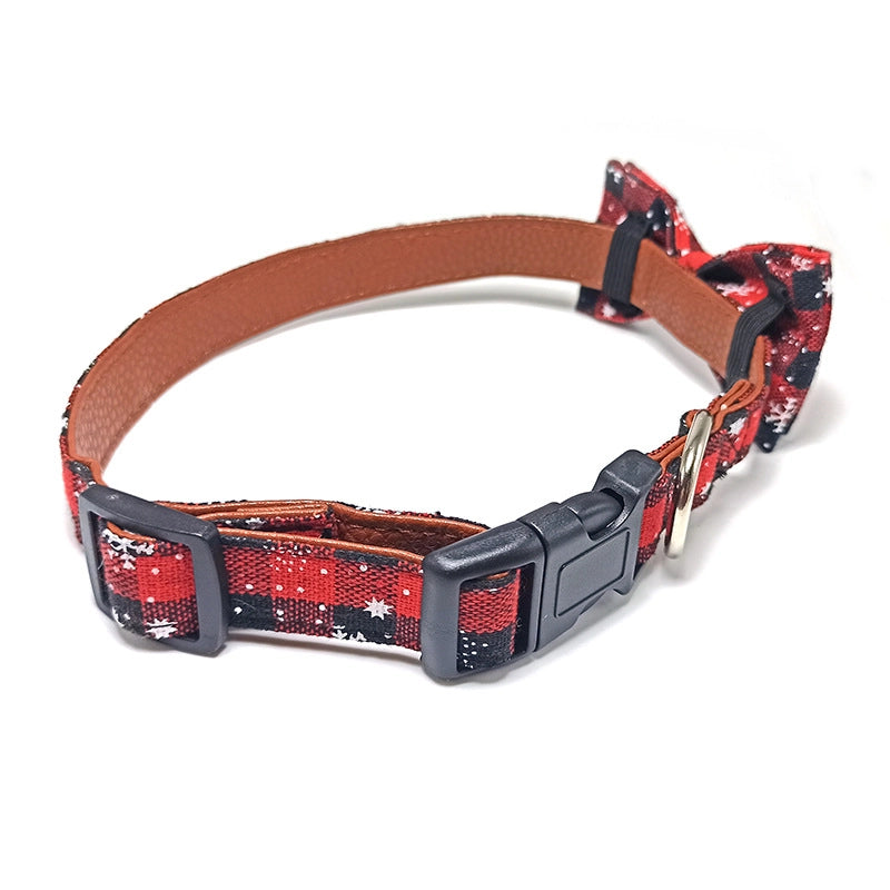 Casual Cotton Polyester Christmas Lattice Pet Collar