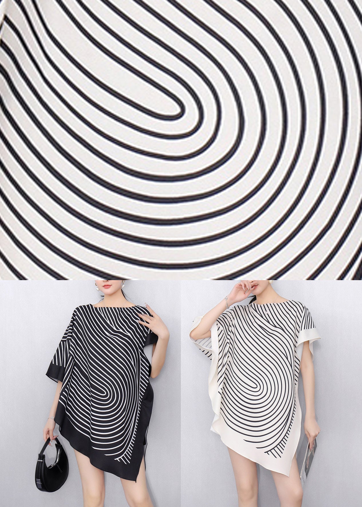 Fashion White Striped Asymmetrical T Shirts Summer