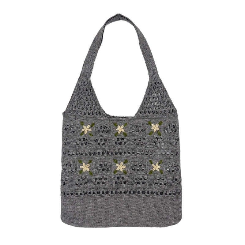 Women's Polyester Solid Color Flower Classic Style Weave Square Open Shoulder Bag