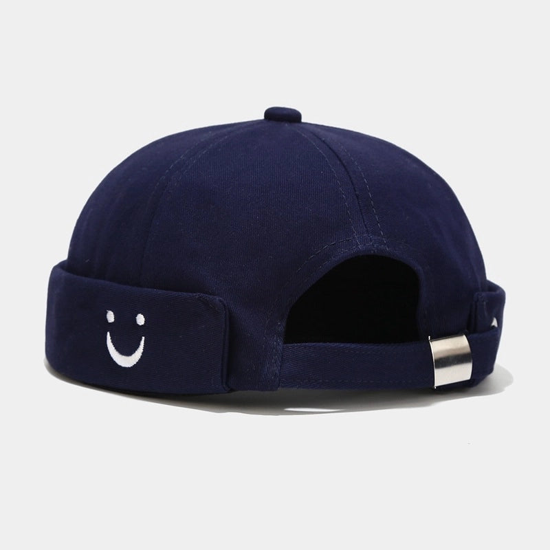 Unisex Minimalist Smile Face Embroidery Eaveless Beanie Hat