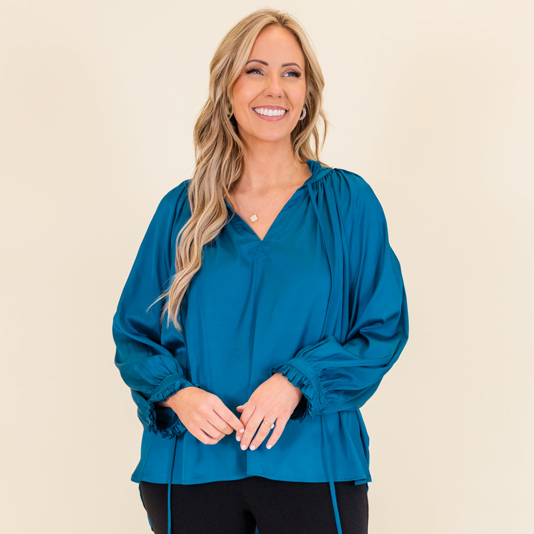 Lagoon Shimmer Blouse. Blue