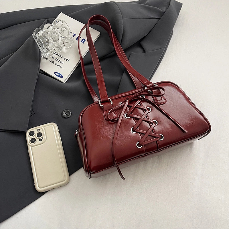 Women's Medium Pu Leather Solid Color Elegant Streetwear Sewing Thread Square Zipper Handbag