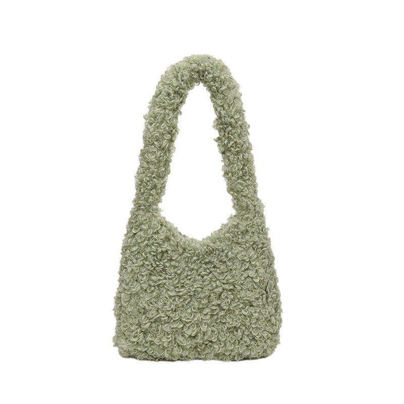Women's Medium Plush Solid Color Streetwear Square Magnetic Buckle Shoulder Bag