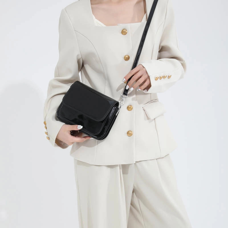Texturized Small Bag Summer Women's Bag -style Simple Shoulder Bag Patent Leather Ginny Face Crossbody Bag
