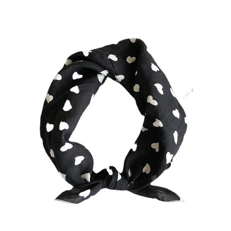 Women's Sweet Heart Shape Cotton Printing Silk Scarf