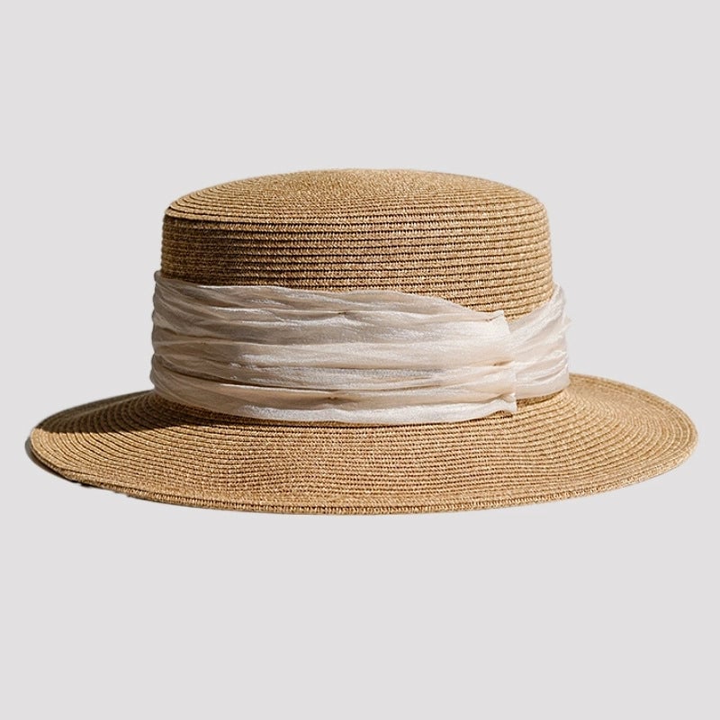 Women's Casual Basic Vintage Style Solid Color Flat Eaves Straw Hat