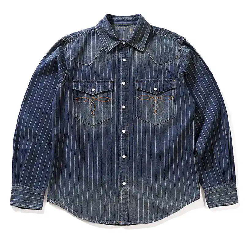 Western Stripe Denim Work Shirt