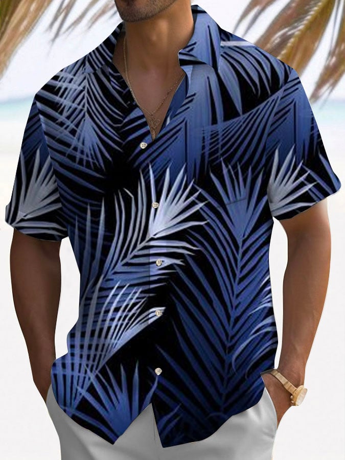 Casual Hawaiian Print Short Sleeve Pocket Shirt