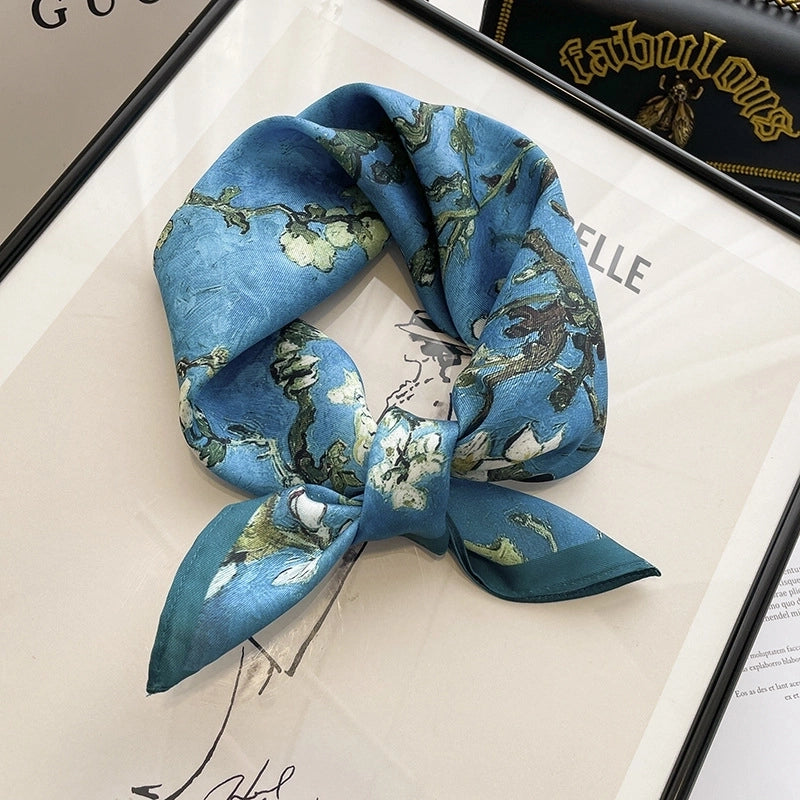 Women's Elegant Geometric Satin Printing Silk Scarves