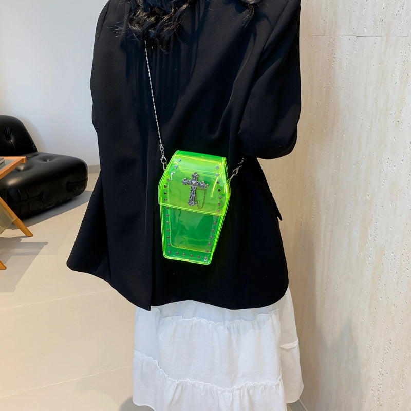 Women's Small PVC Cross Solid Color Punk Classic Style Magnetic Buckle Crossbody Bag