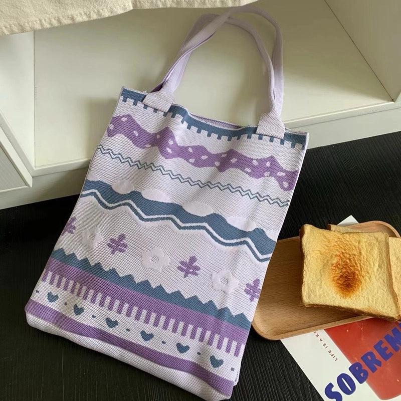Women's Large Polyester Geometric Streetwear Square Open Handbag