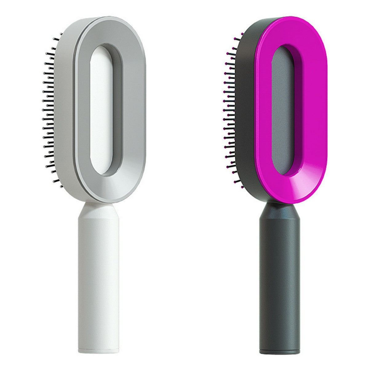 Self-cleaning hairbrush for women. One-button cleaning airbag to prevent hair loss