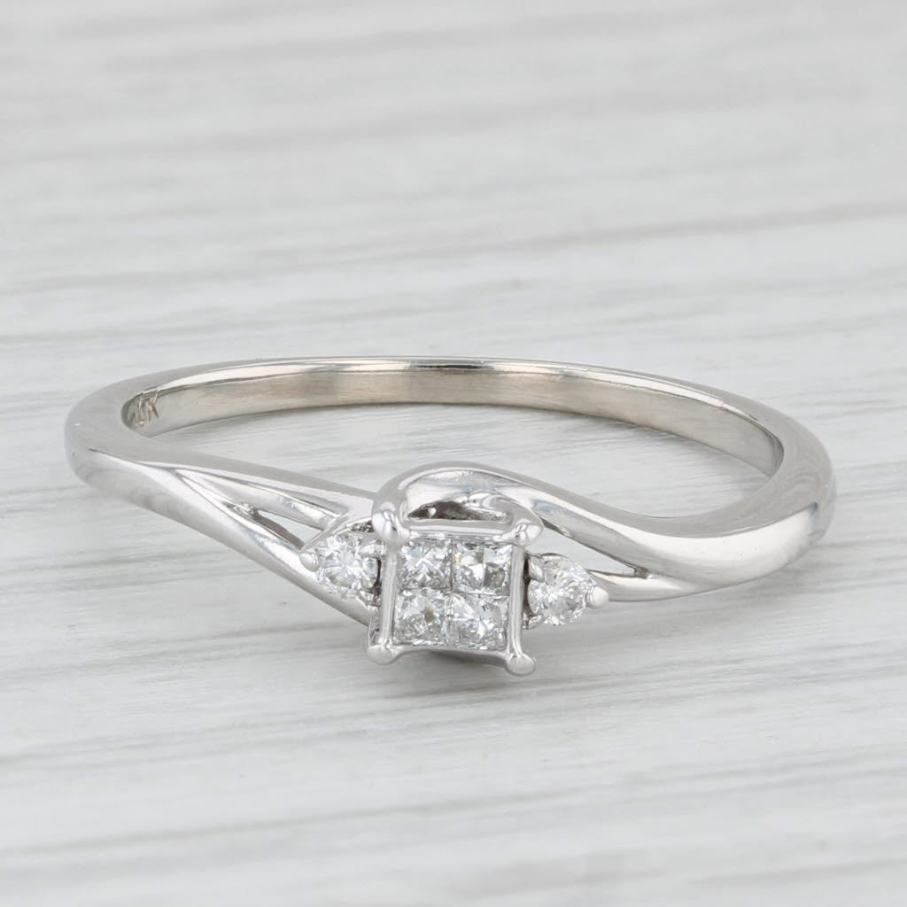 0.11ctw Diamond Princess Engagement Ring 10k White Gold Size 7