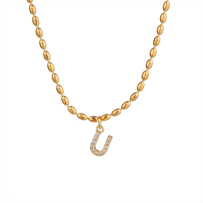 Shiny Letter Letter 304 Stainless Steel Necklace