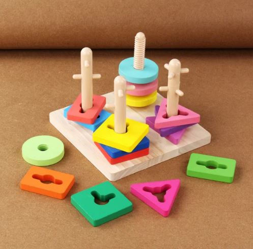 Educational Wooden Four Column Sorter Puzzle