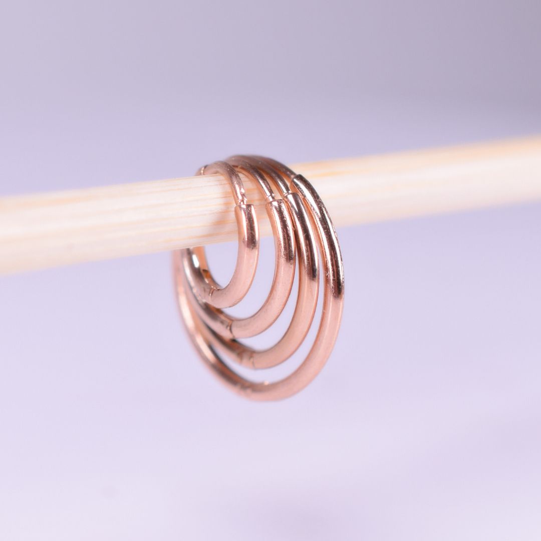 12mm thin hinged hoops - Rose gold