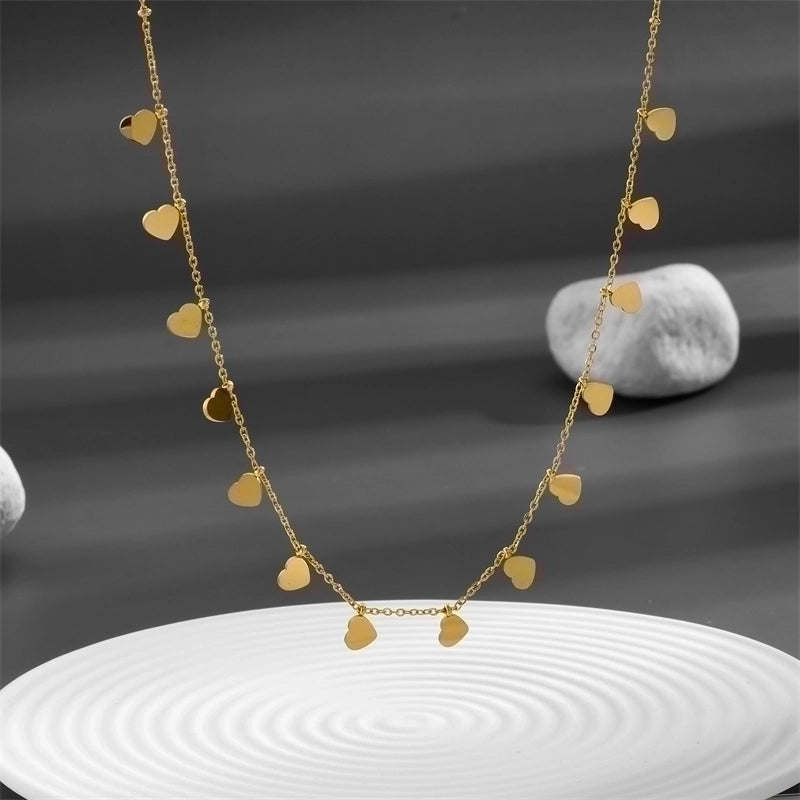 Elegant Moon Heart Shape Butterfly Titanium Steel 18K Gold Plated Plating Necklace