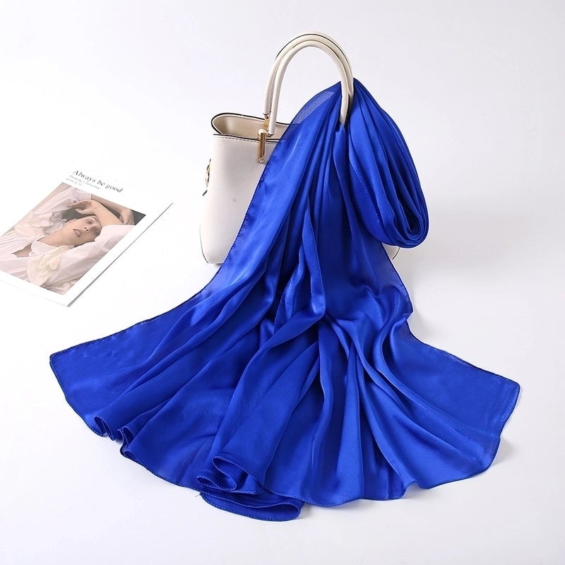 Women's Lady Fashion Minimalist Solid Color Satin Silk Scarves